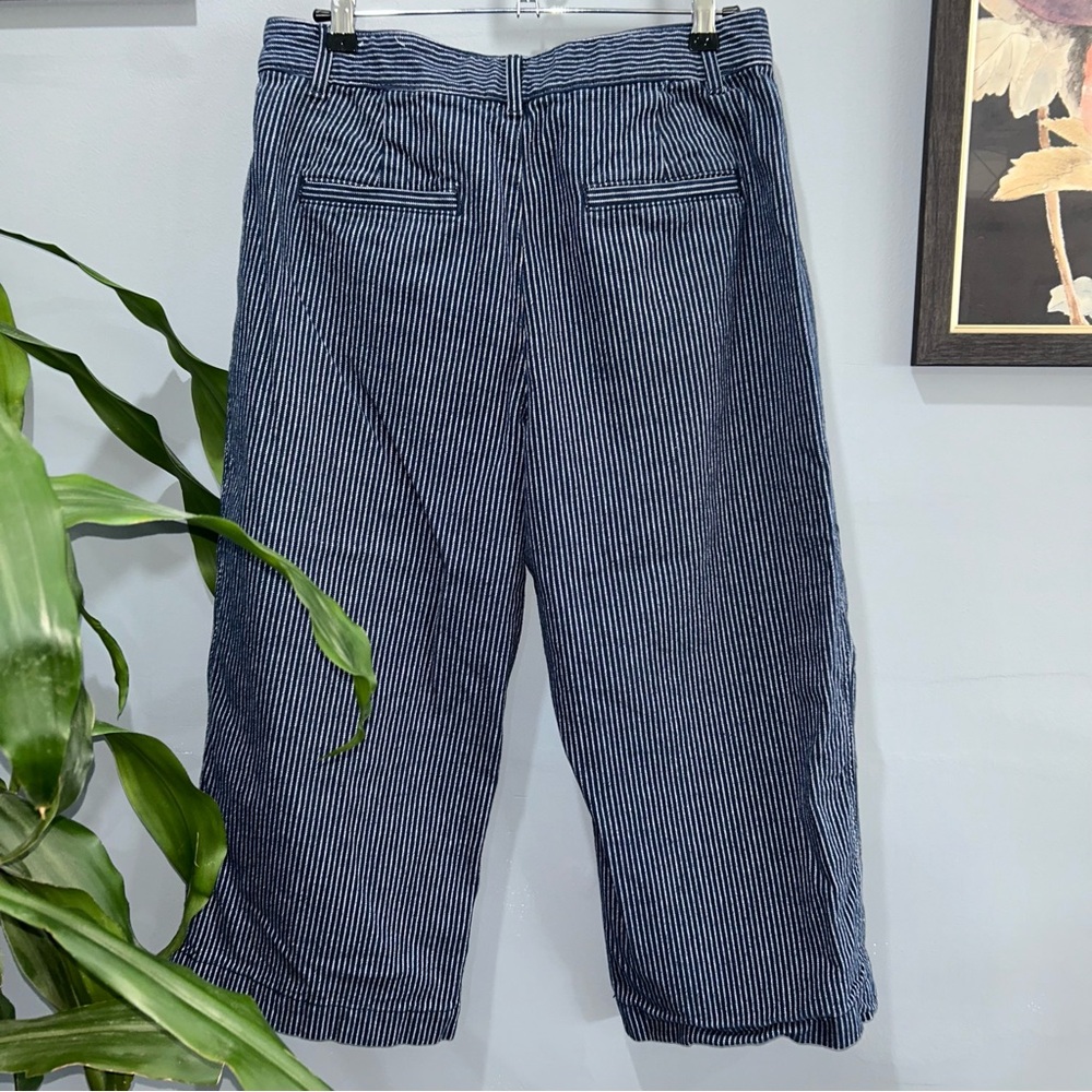 Loft Womens The Palmer Wide Leg Capri Pants Stripe sz 12P - Picture 2 of 5